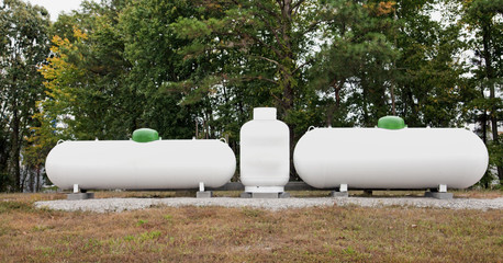 Propane tanks. Horizontal.