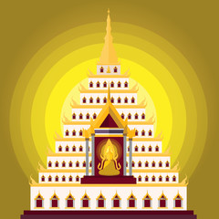 Buddha sitting and temple ,Vector illustration