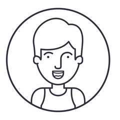 Fototapeta premium Man cartoon inside circle icon. Male avatar person human and people theme. Isolated design. Vector illustration