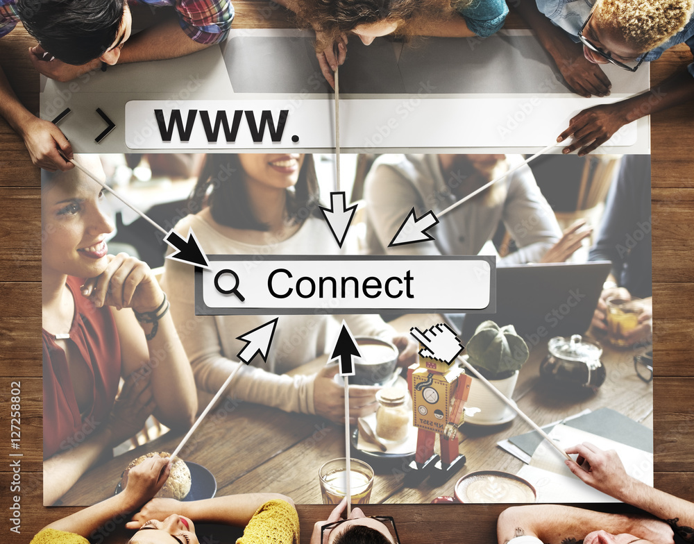 Poster connect link network online website technology ui concept