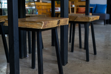 Wooden chairs with steel legs
