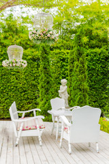 Relaxing space in cozy garden.