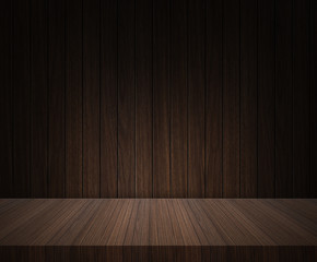 Empty wooden deck table for product display