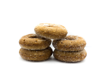 Fototapeta na wymiar sugar donuts, chocolate donuts, mold on donuts