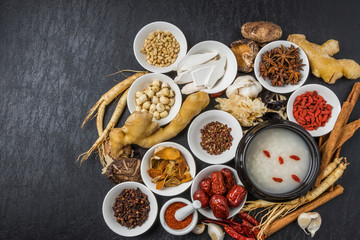 朝鮮人参と漢方　薬膳　健康食 Chinese medicine and ginseng