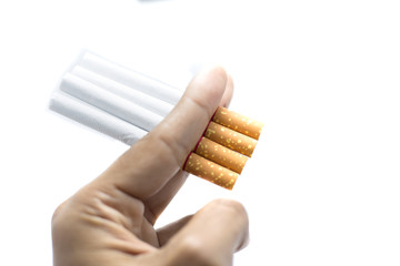 Man holding cigarette.