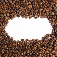 Shape of empty space made by texture of coffee beans 