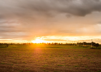 Farm landscape - sunset background