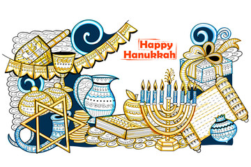 Happy Hanukkah, Jewish holiday background