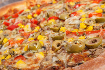 Vegetarian pizza, concept of fast food