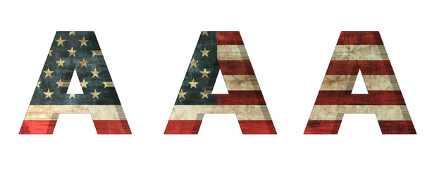 LETTER A on american flag