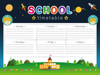 School Timetable vector illustration