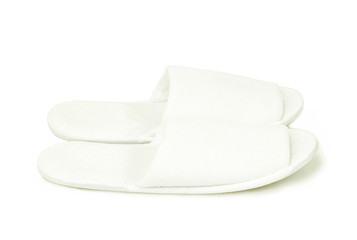 White casual home slippers on white background