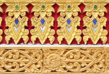 Traditional Thai style pattern decorative, stucco gold paint in