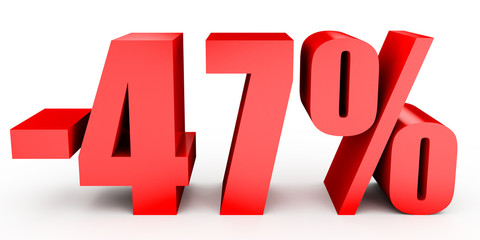 Discount 47 percent off. 3D illustration on white background.