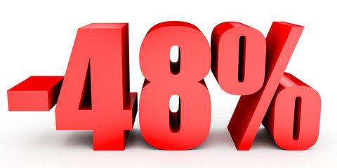 Discount 48 percent off. 3D illustration on white background.