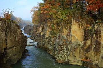 紅葉の厳美渓