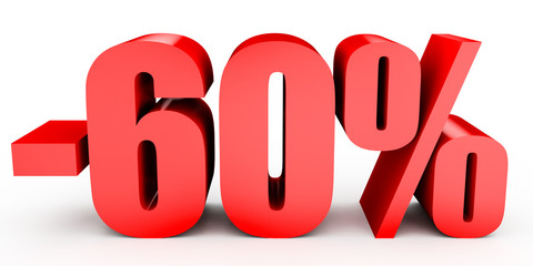 Discount 60 percent off. 3D illustration on white background.