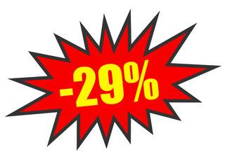 Discount 29 percent off. 3D illustration on white background.