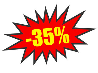 Discount 35 percent off. 3D illustration on white background.