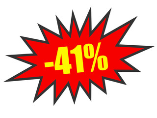 Discount 41 percent off. 3D illustration on white background.