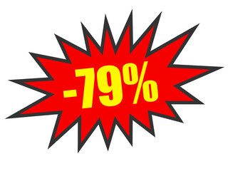 Discount 79 percent off. 3D illustration on white background.