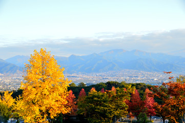 山梨県笛吹川フルーツ公園からの景色