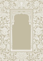 traditional wedding card design, paisley floral pattern , royal India