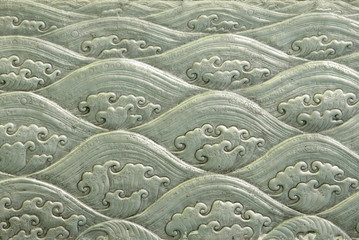 Decorative Art of Lanna Thai silver carving art on temple wall .