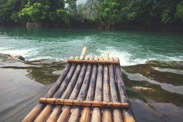 bamboo boat on the river
