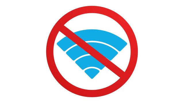 Wireless network icon. Wi-Fi symbol with forbidden symbol. No wifi, lost connection sign. Animation of wifi element in 4K on white screen chroma key.
