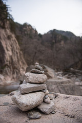 The stone tower in the inside of mountains