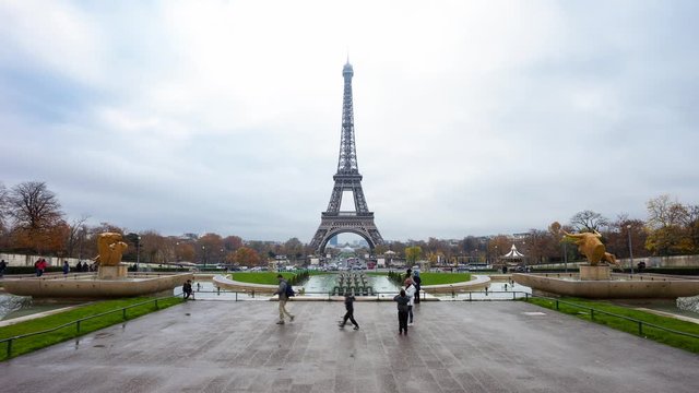  Paris cityscape with Eiffel tower in Paris