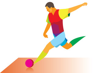 The athlete playing football at the sports center