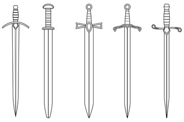 Swords. Collection of outline drawings