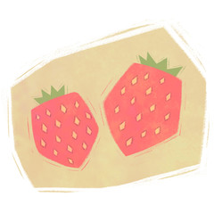 Set of fresh strawberries with background patch