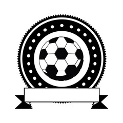 ball of soccer icon. Sport hobby competition and game theme. Isolated black and white design. Vector illustration