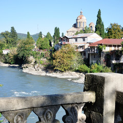 Rioni River seen from the Chain Bridge. Kutaisi, Imereti, Georgia.