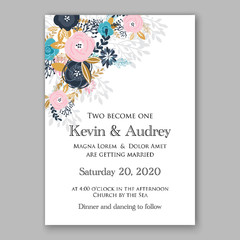 Wedding invitation template with watercolor winter flower christmas wreath pine branch Baby shower invitation template with watercolor tropical flower wreath