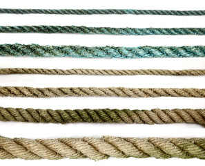 Old rope in different thickness and colors