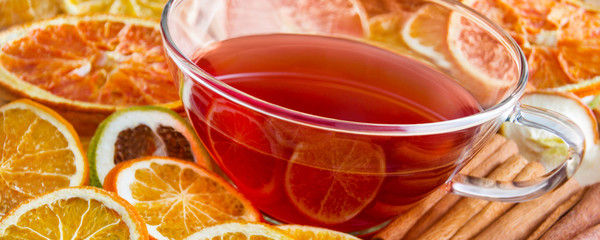 Fototapety  Herbata z cynamonem i pomarańczami
