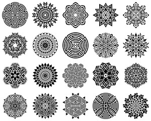 Black geometric round abstract mandala collection - 127269663