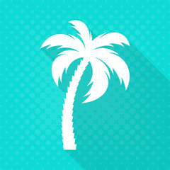 Fototapeta na wymiar White vector palm tree flat icon