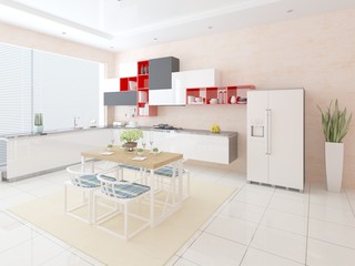 Bright modern kitchen in the style of minimalism.