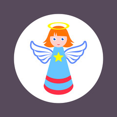 Colorful christmas simple vector angel icon