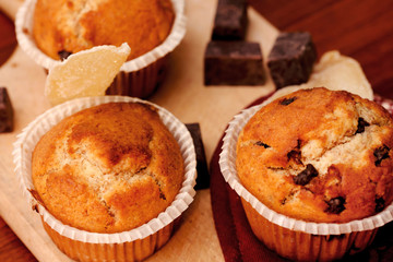 homemade muffins in christmas atmosphere