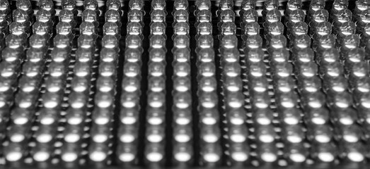 Selective focus at low position of led diode panel black and withe tone
