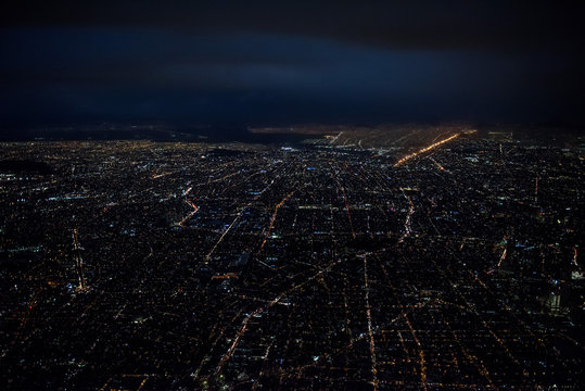 mexico city aerial night view panorama of heavy traffic