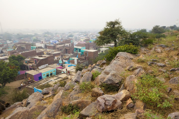 view from the Govardhan hill on the neighborhood