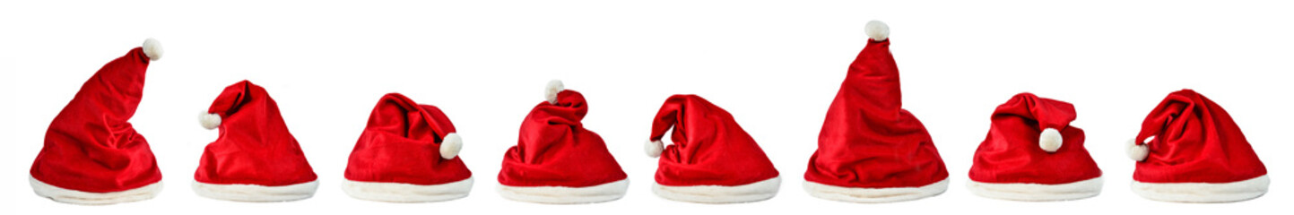 8 verschiedene Nikolausmützen - isoliert - Weihnachtsmützen